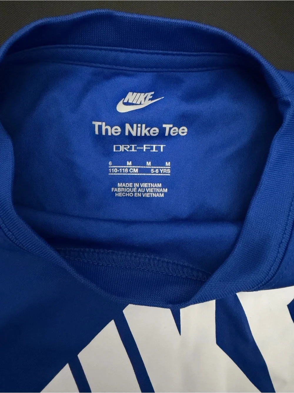 Nike Youth Short Sleeve Tee in Bright Blue with White Logo